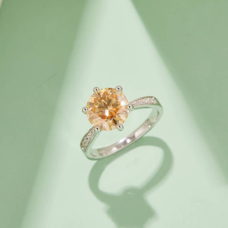 微镶灵动S925银镀白金MoissaniteWomen's Ring3.0ctD级